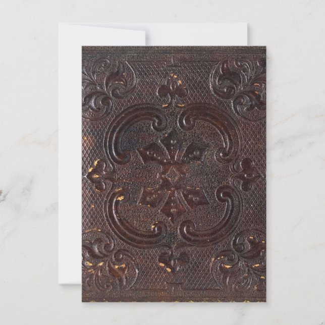 Invitation Livre en cuir ancien déchu (Devant)