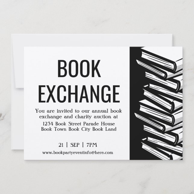 Invitation Livre Exchange Black White Felt Ecru (Devant)