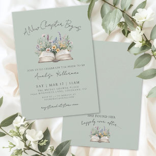 Invitation Livre Fête de Mariage Fleur Sauvage Vert Sauge