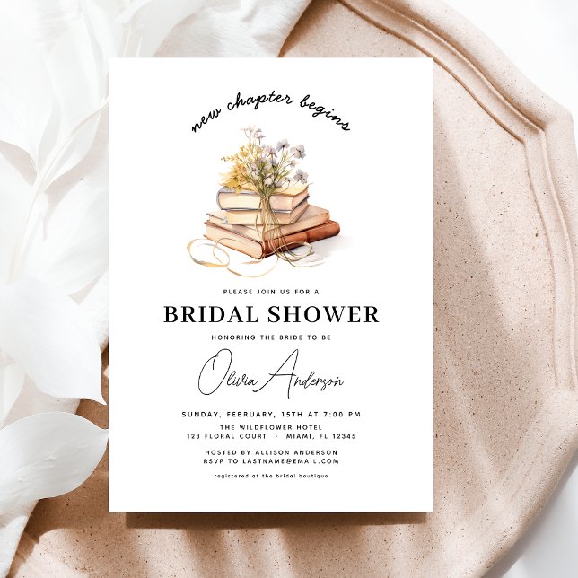 Invitation Livre fleur sauvage Nouveau chapitre commence Fête (Créateur téléchargé)