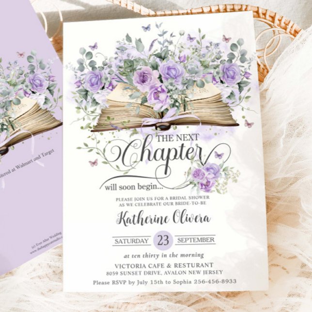 Invitation Livre Floral Violet Lilac Chapitre suivant (Créateur téléchargé)