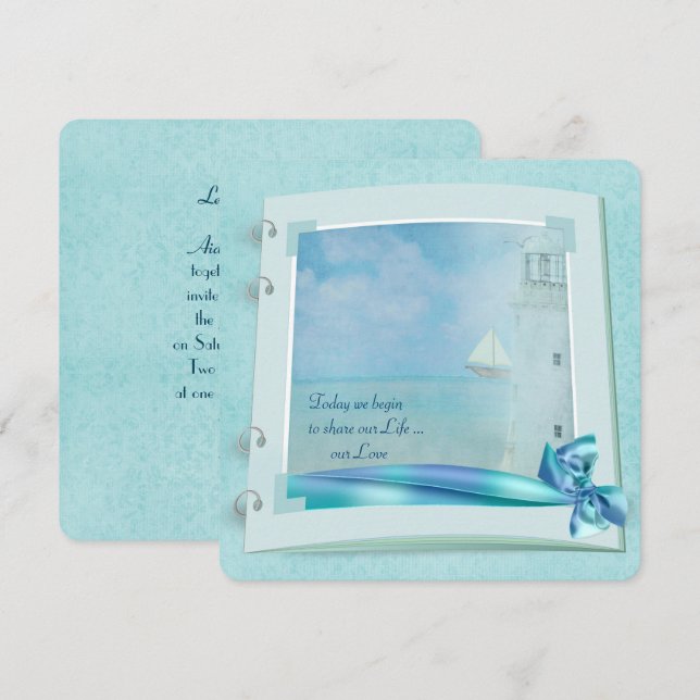 Invitation Livre Mariage phare (Devant / Derrière)
