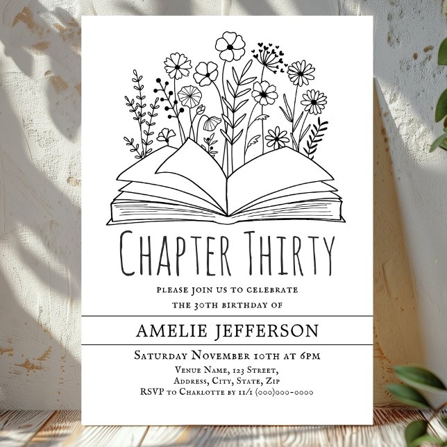 Invitation Livre minimaliste blanc 30e anniversaire (Créateur téléchargé)