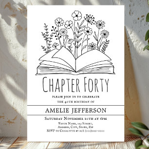 Invitation Livre minimaliste blanc 40e anniversaire