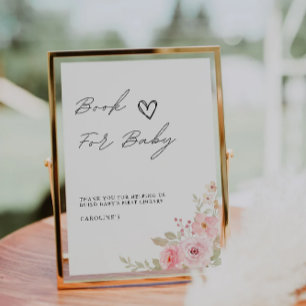 Invitation Livre rose pour bébé signe, Baby shower