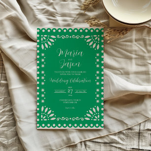 Invitation Livre vert mexicain Picado Mariage traditionnel