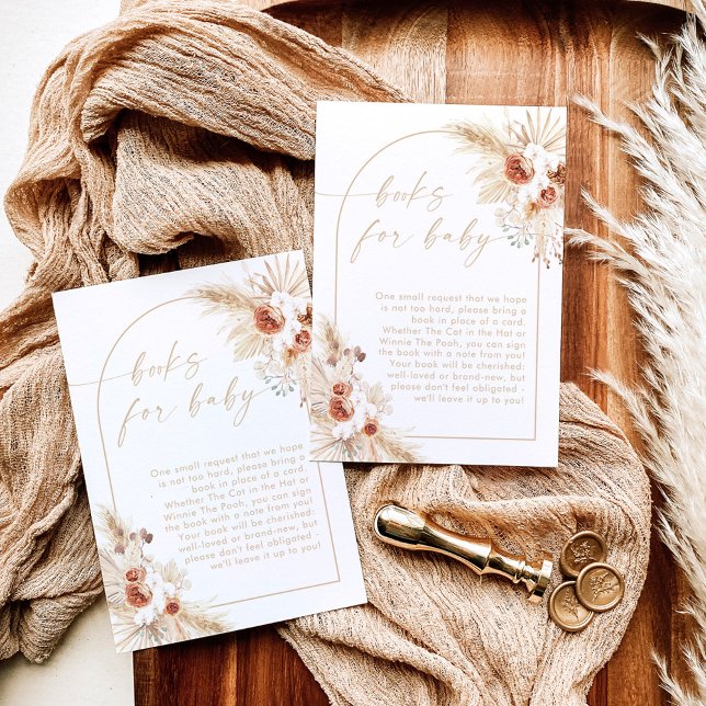 Invitation Livres Beige Herbe de Pampas Bohème pour Bébé (Créateur téléchargé)