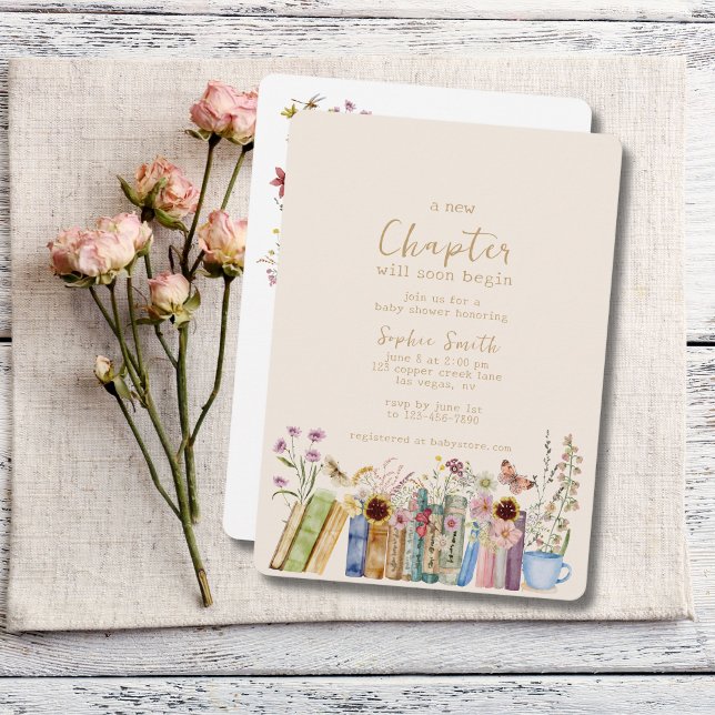 Invitation Livres & Brunch Un nouveau Baby shower de chapitre (Créateur téléchargé)