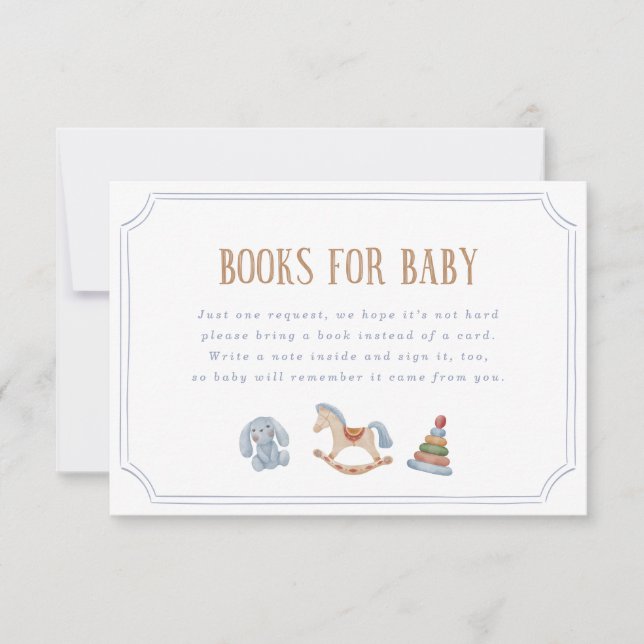 Invitation Livres Cheval à Bascule Aquarelle pour Bébé (Devant)