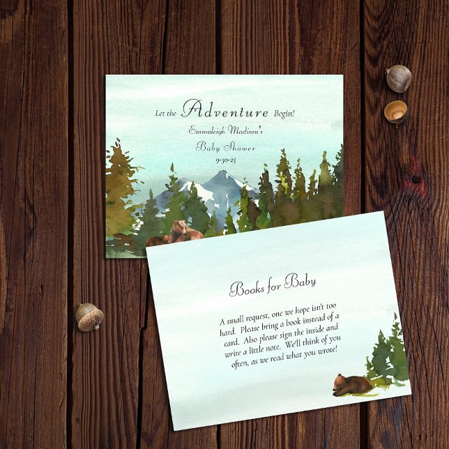 Invitation Livres d'aventure en forêt pour bébé ours brun (Créateur téléchargé)