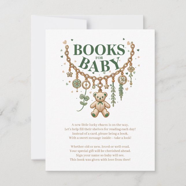 Invitation Livres De Baby shower Lucky Charm Pour Baby Card (Devant)