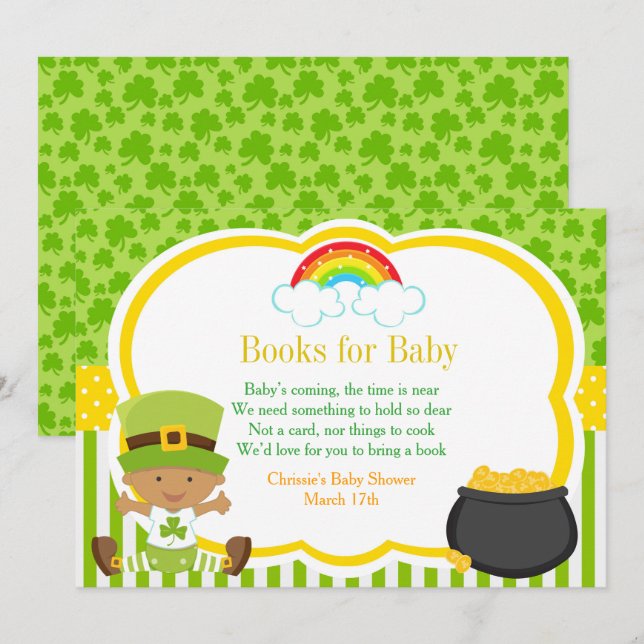 Invitation Livres de Baby shower st patrick pour bébé (Devant / Derrière)