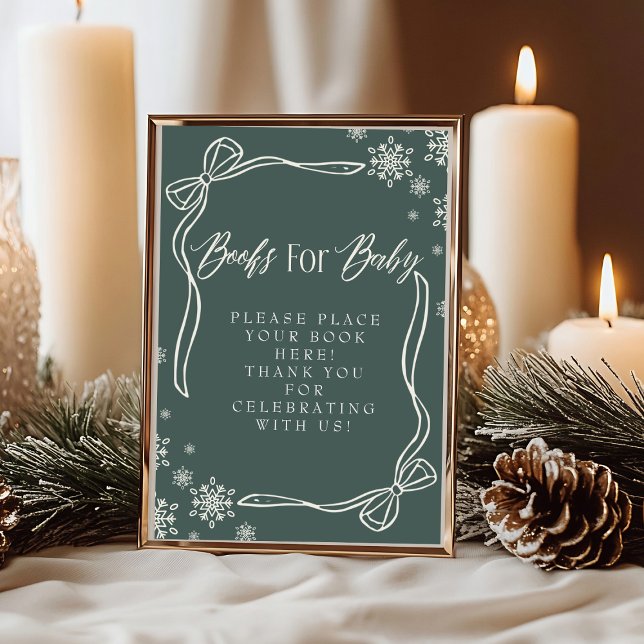 Invitation Livres de Coquette d'Hiver pour Bébé Sign (Green Winter Coquette Books for Baby Sign)