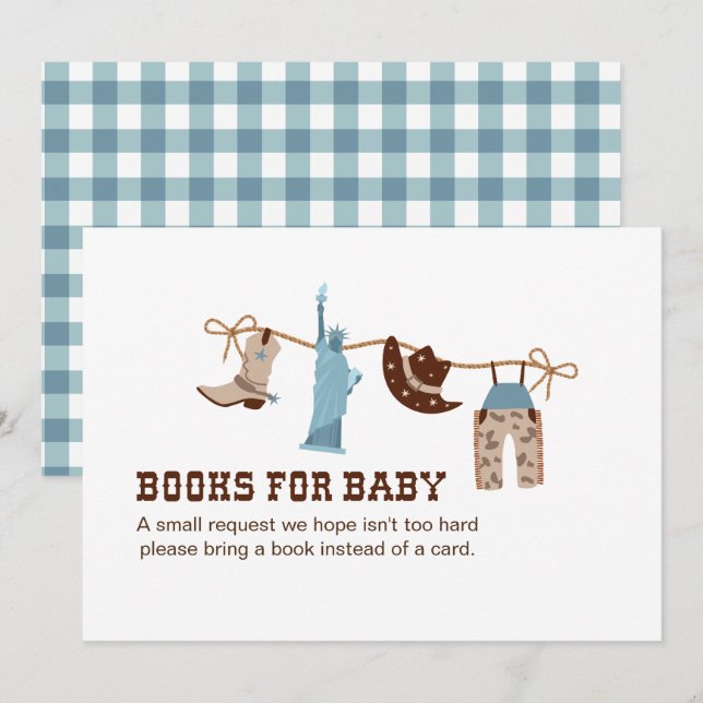 Invitation Livres de douche pour bébé cowboy pour bébé inclus (Devant / Derrière)