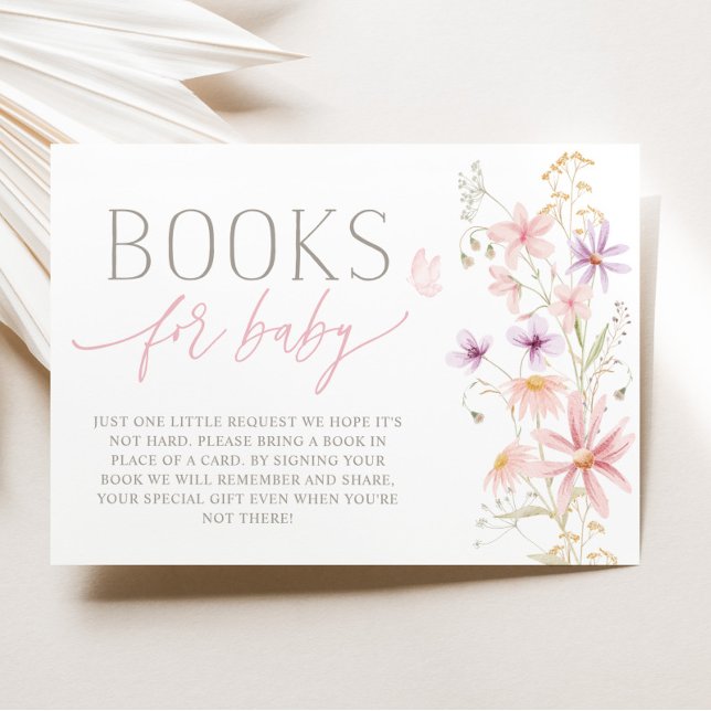 Invitation Livres de Fête de Naissance Fleur Sauvage pour car (Wildflower Baby Shower Books For Baby Card | Matching items available.)