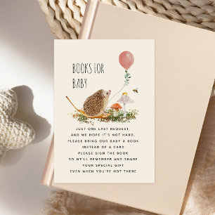 Invitation Livres de Hérisson Pour Champignons Bébé Fille au