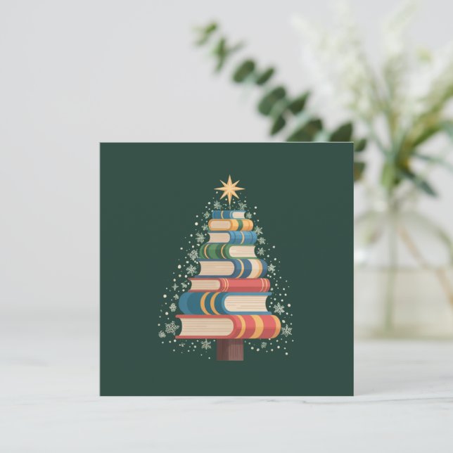 Invitation Livres de Noël pour Enseignants Arbre de Noël Lect (Debout devant)