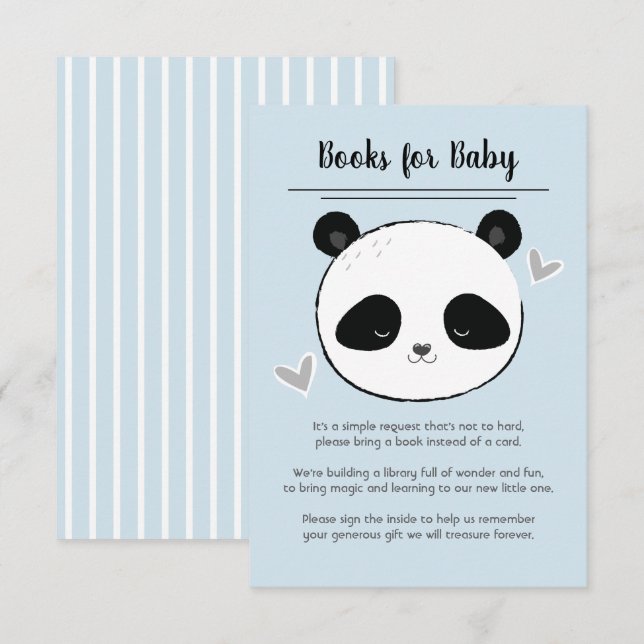 Invitation Livres de visage de Panda Mignon pour Bébé Demande (Devant / Derrière)