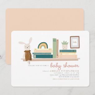 Invitation Livres en rose et en menthe pour le Baby shower