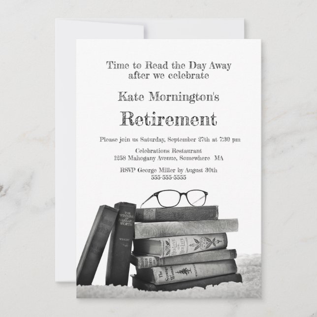 Invitation Livres et lunettes de lecture Pilotes de la Partie (Devant)