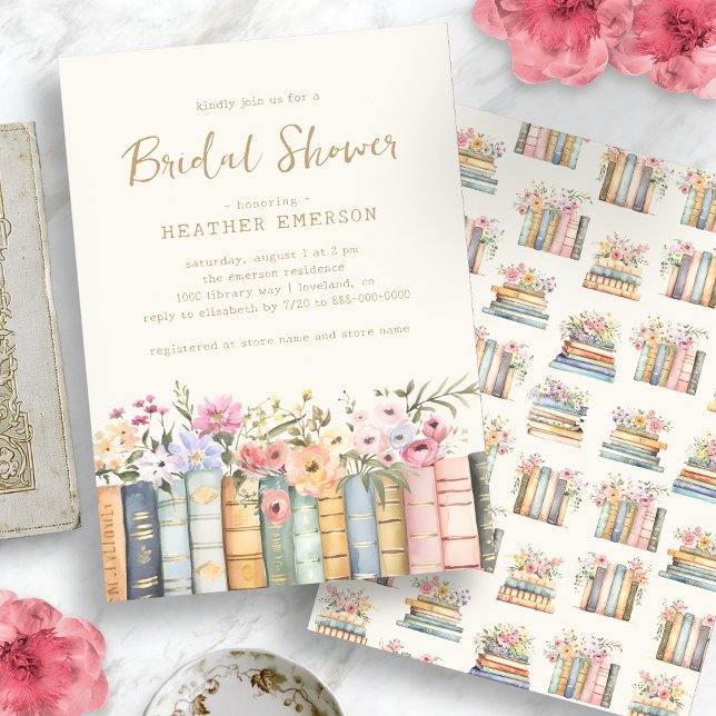 Invitation Livres Floral Mariage (Books Floral Bridal Invitation
)