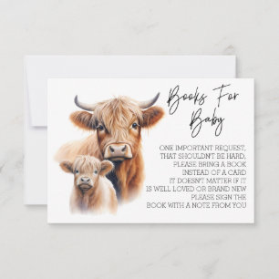 Invitation Livres pour Baby shower Highland Cow