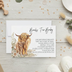 Invitation Livres pour Baby Shower Vache des Highlands Boho