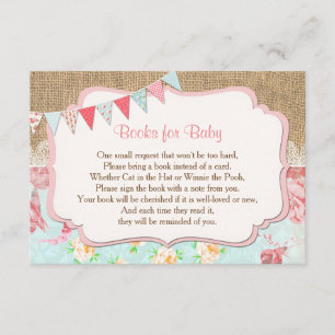 Invitation Livres pour bébé, bouchon fleuri demande d'inserti