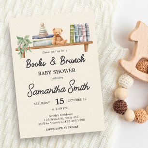 Invitation Livres pour bébé et brunch Fête de bébé neutre