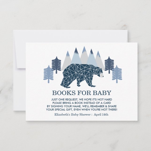 Invitation Livres pour bébé Garçon Bear Insert Card (Devant)