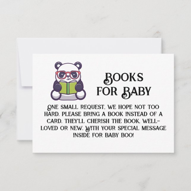 Invitation Livres pour bébé PANDA Lecture de lunettes (Devant)