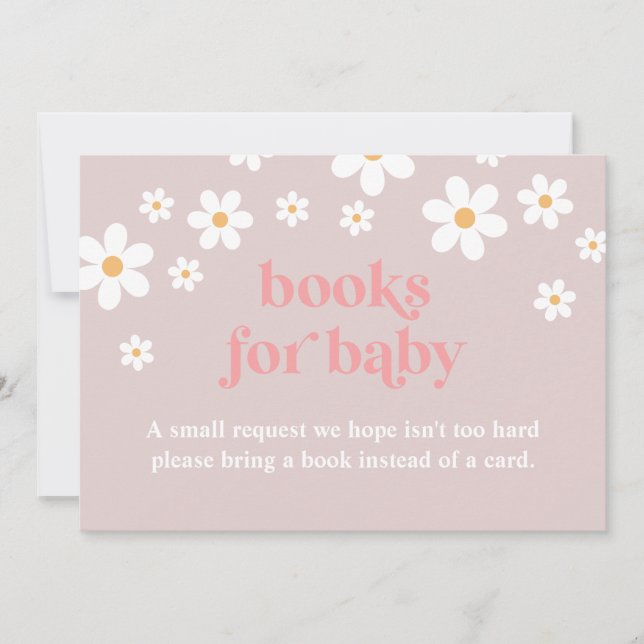 Invitation Livres pour bébé rose boho daisy (Devant)