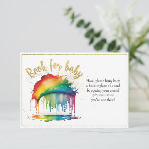 Invitation Livres Rainbow Gold Baby shower Pour Baby Card