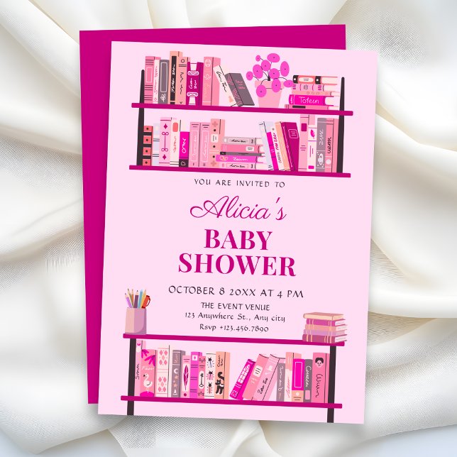 Invitation Livres roses ludiques shower de bébé (Créateur téléchargé)