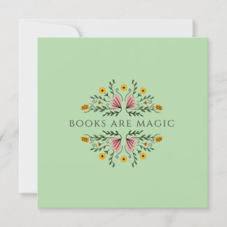 Invitation Livres sont Magie Livre Vert Bibliophile