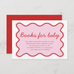 Invitation Livres Wavy Curvy rose et rouge Baby shower pour b