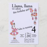 Llama Birthday Girl lavendar et orange