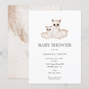 Invitation Llama Boho Maman et bébé Baby shower Safari