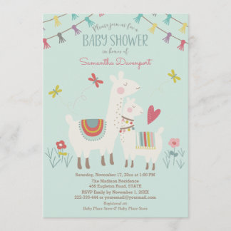 Invitation Llama et Mama Baby shower Mention d'invitation