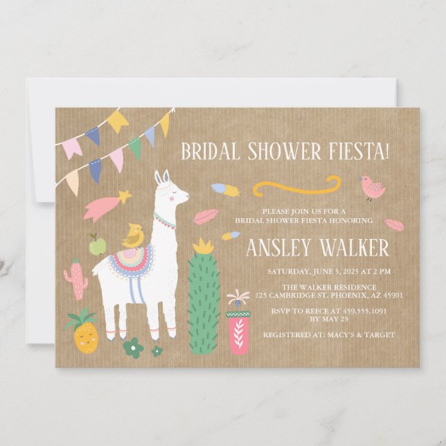 Invitation Llama Fête des mariées Fiesta (Devant)