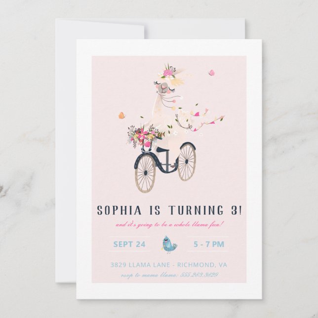 Invitation Llama Fun Anniversaire (Devant)