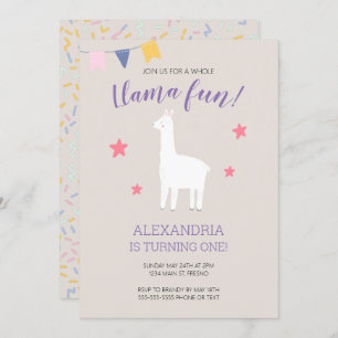 Invitation Llama Fun Joli Boho Anniversaire