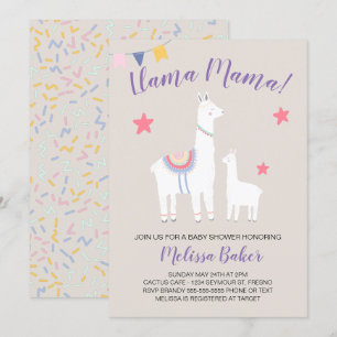 Invitation Llama Mama Baby Llama Baby shower mignonne