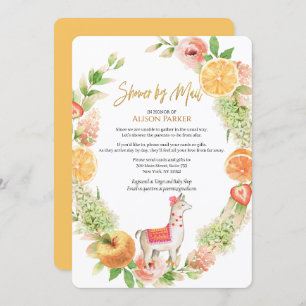 Invitation Llama Mama Baby shower Floral de verdure par Mail