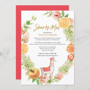 Invitation Llama Mama Baby shower Floral de verdure par Mail