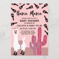 Llama Mama rose mignon Baby shower Cactus Maraca