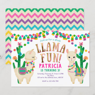 Invitation Llama, mexicaine, esta, mignonne, anniversaire