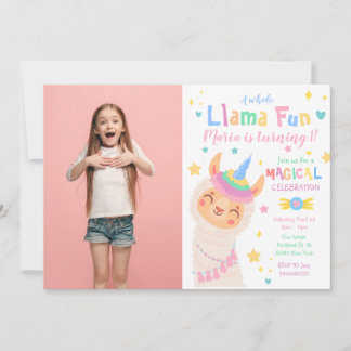 Invitation Llama Unicorn Photo magique Anniversaire Invitatio