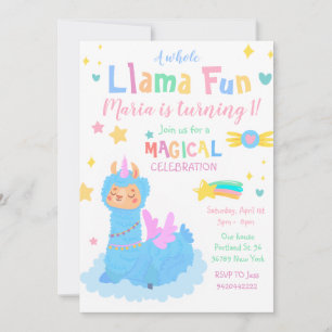 Invitation Llamacorn Fête magique Llama fun Anniversaire