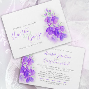 Invitation Lobelia mariage d'aquarelle fleurie violet